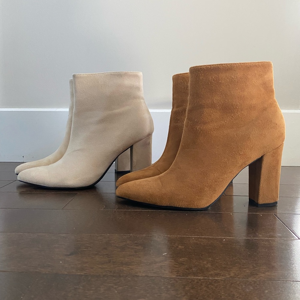 Set of beige and brown booties